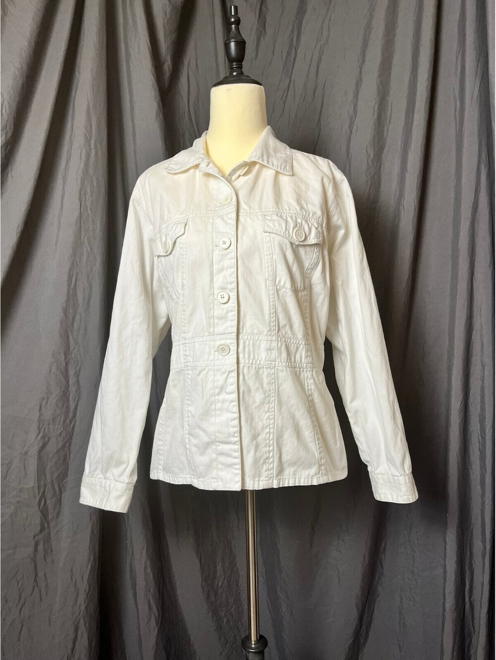 VTG Carolina Blues White Cotton Button-Up Jacket Size 16
